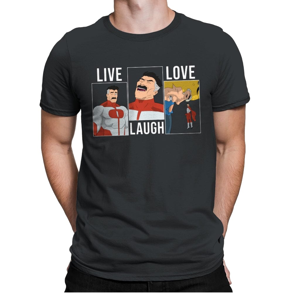 Live Laugh Love Omni - Shirt Club - Mens Premium T-Shirts RIPT Apparel Small / Heavy Metal