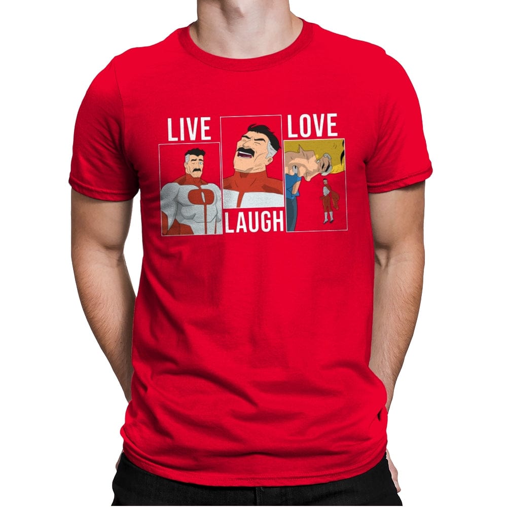 Live Laugh Love Omni - Shirt Club - Mens Premium T-Shirts RIPT Apparel Small / Red