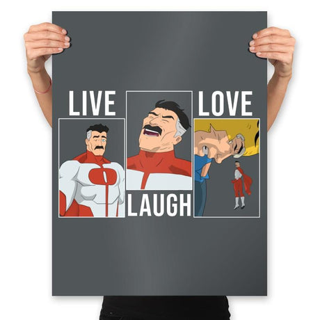 Live Laugh Love Omni - Shirt Club - Prints Posters RIPT Apparel 18x24 / Charcoal