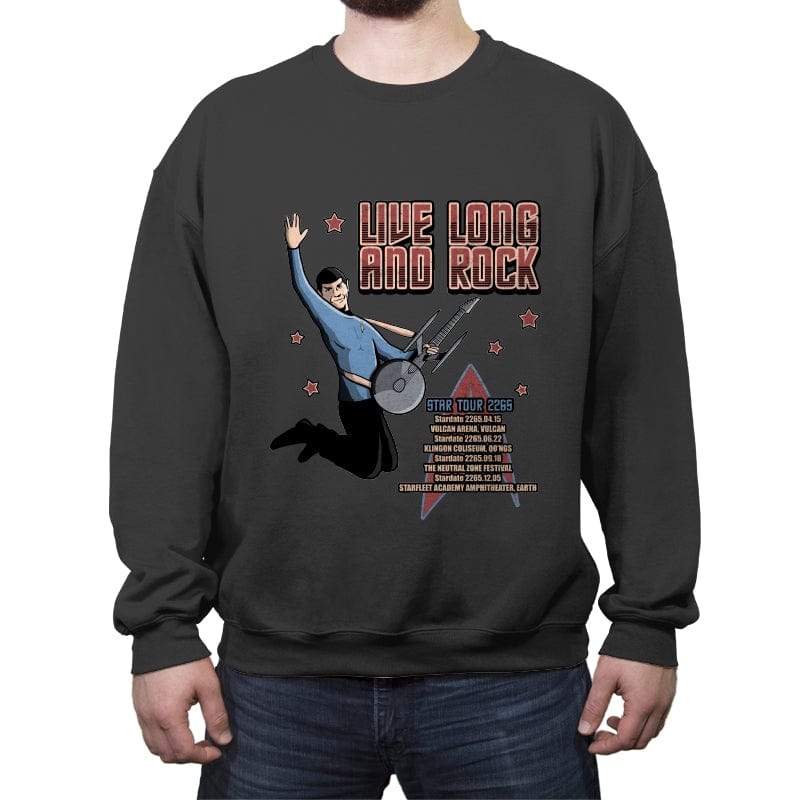 Live Long and Rock - Crew Neck Sweatshirt Crew Neck Sweatshirt RIPT Apparel Small / Charcoal