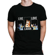 Live Love Laugh Bluey - Mens Premium T-Shirts RIPT Apparel Small / Black