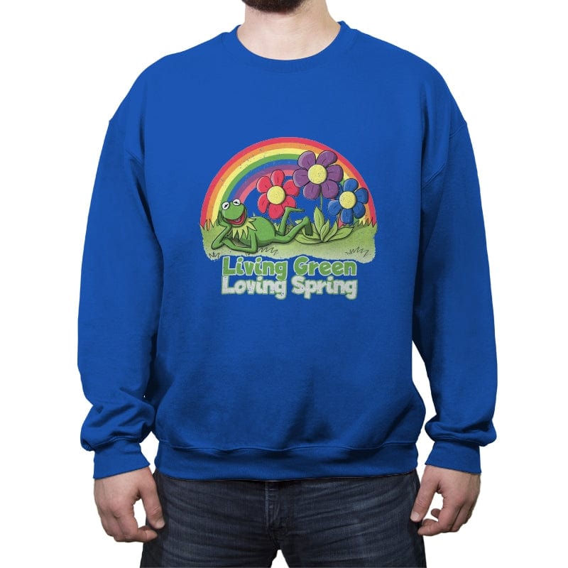 Living Green, Loving Spring - Crew Neck Sweatshirt Crew Neck Sweatshirt RIPT Apparel Small / Royal