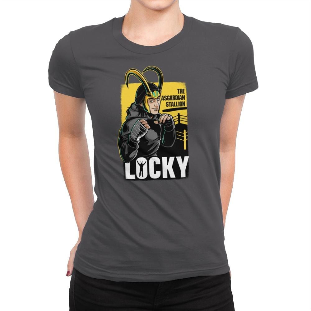 Locky - Womens Premium T-Shirts RIPT Apparel Small / Heavy Metal