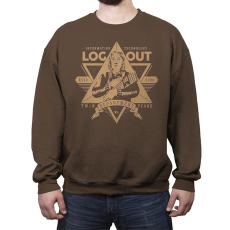 Log Out - Crew Neck Sweatshirt Crew Neck Sweatshirt RIPT Apparel Small / Dark Chocolate