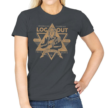 Log Out - Womens T-Shirts RIPT Apparel Small / Charcoal