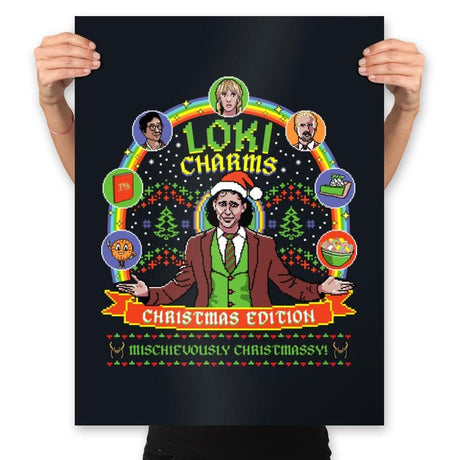Loki Charms Christmas Edition - Prints Posters RIPT Apparel 18x24 / Black