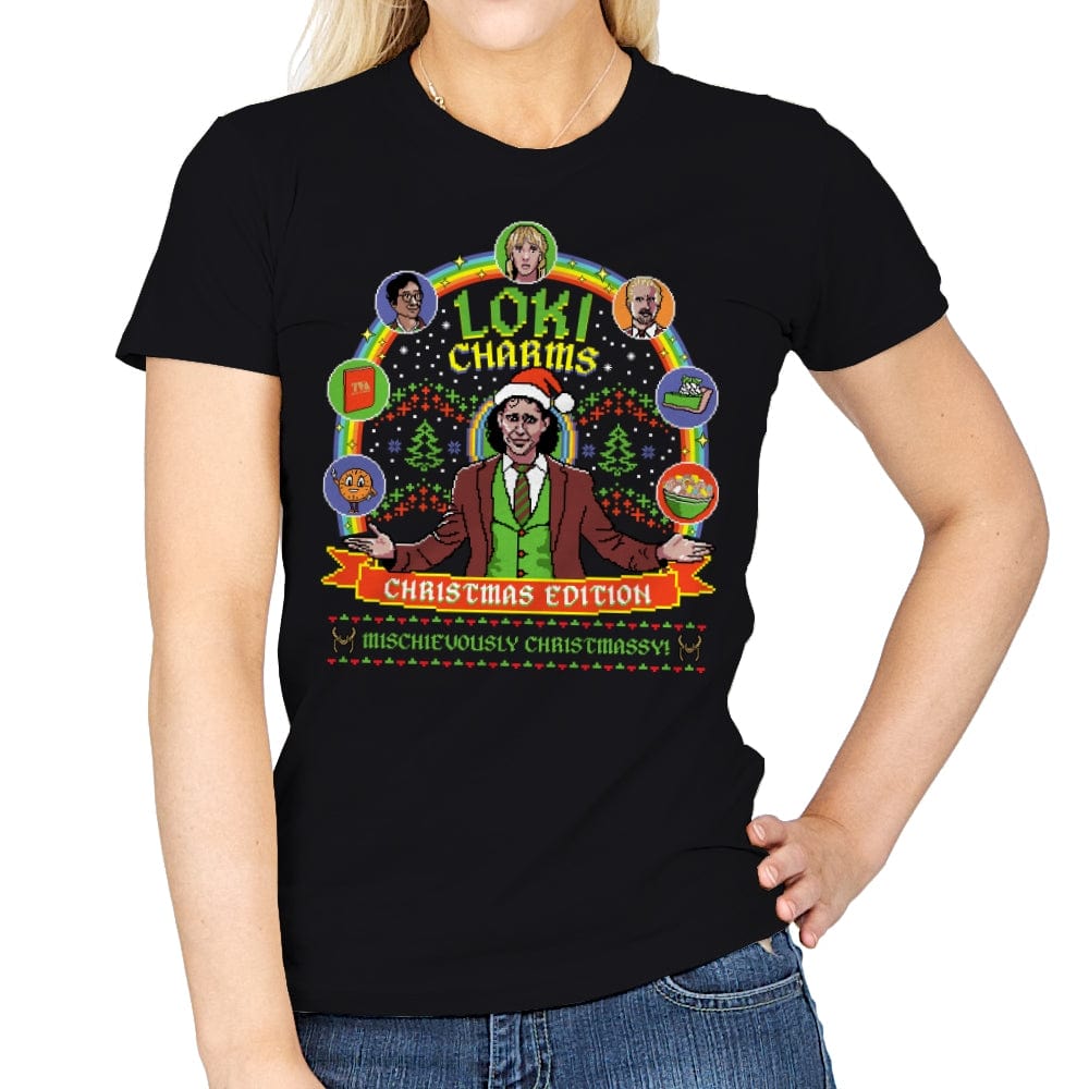 Loki Charms Christmas Edition - Womens T-Shirts RIPT Apparel Small / Black