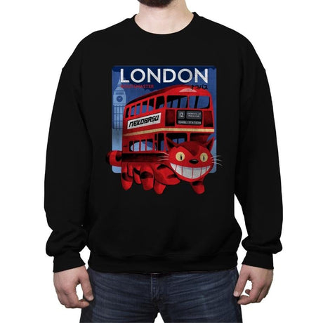 London Nekobasu - Crew Neck Sweatshirt Crew Neck Sweatshirt RIPT Apparel Small / Black