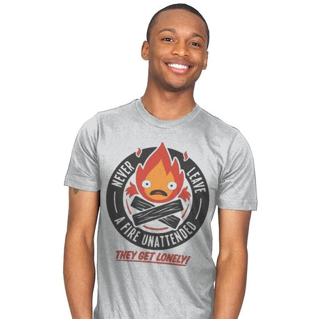 Lonely Fire Demon - Mens T-Shirts RIPT Apparel Small / Silver