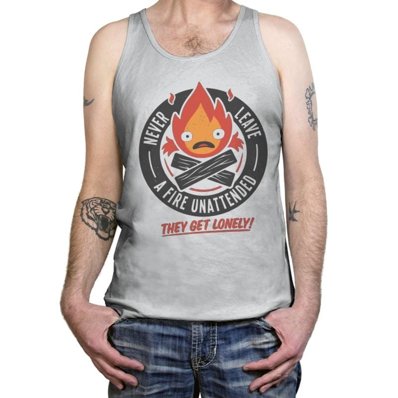 Lonely Fire Demon - Tanktop Tanktop RIPT Apparel X-Small / Silver