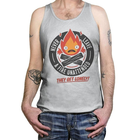 Lonely Fire Demon - Tanktop Tanktop RIPT Apparel X-Small / Silver