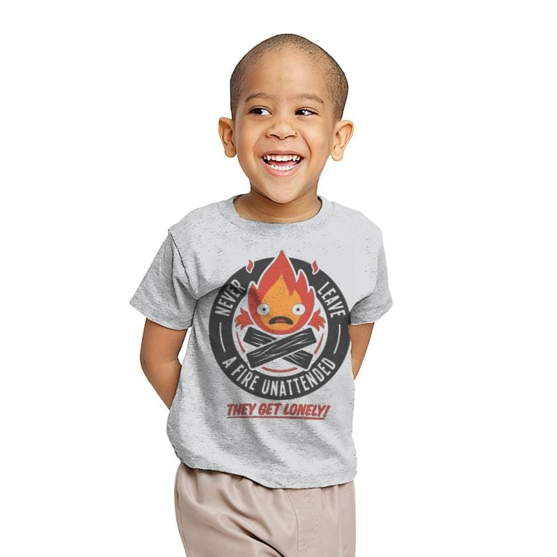 Lonely Fire Demon - Youth T-Shirts RIPT Apparel X-small / Sport grey