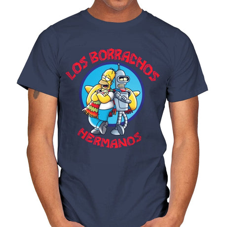 Los Borrachos Hermanos - Mens T-Shirts RIPT Apparel Small / Navy