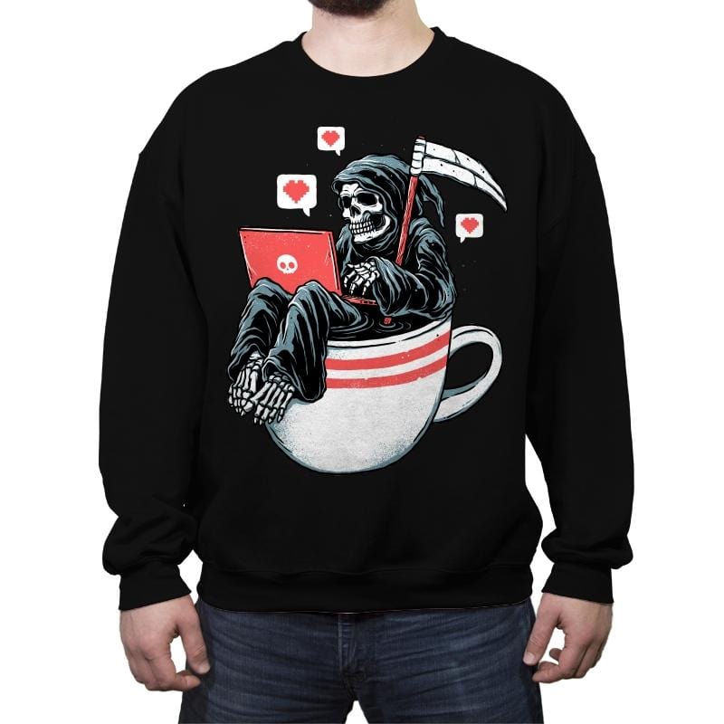 Love Death and Coffee - Crew Neck Sweatshirt Crew Neck Sweatshirt RIPT Apparel Small / Black