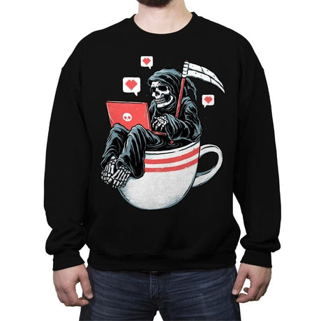 Love Death and Coffee - Crew Neck Sweatshirt Crew Neck Sweatshirt RIPT Apparel Small / Black