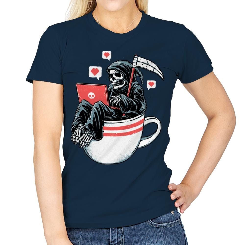 Love Death and Coffee - Womens T-Shirts RIPT Apparel Small / Navy