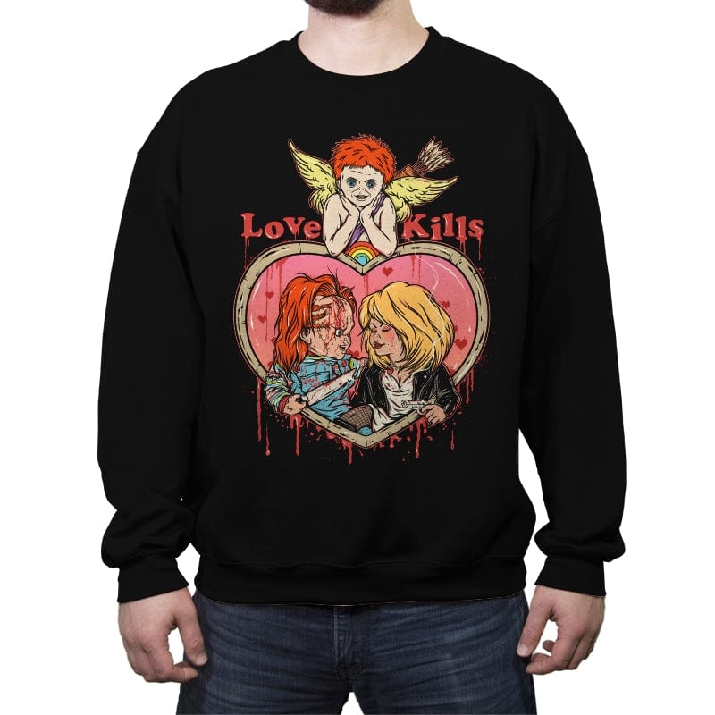 Love Kills - Crew Neck Sweatshirt Crew Neck Sweatshirt RIPT Apparel Small / Black