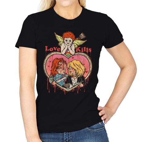 Love Kills - Womens T-Shirts RIPT Apparel Small / Black