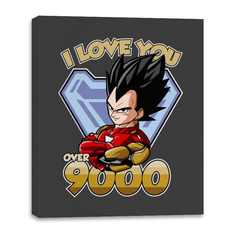 Love Over 9000 - Canvas Wraps Canvas Wraps RIPT Apparel 16x20 / Charcoal