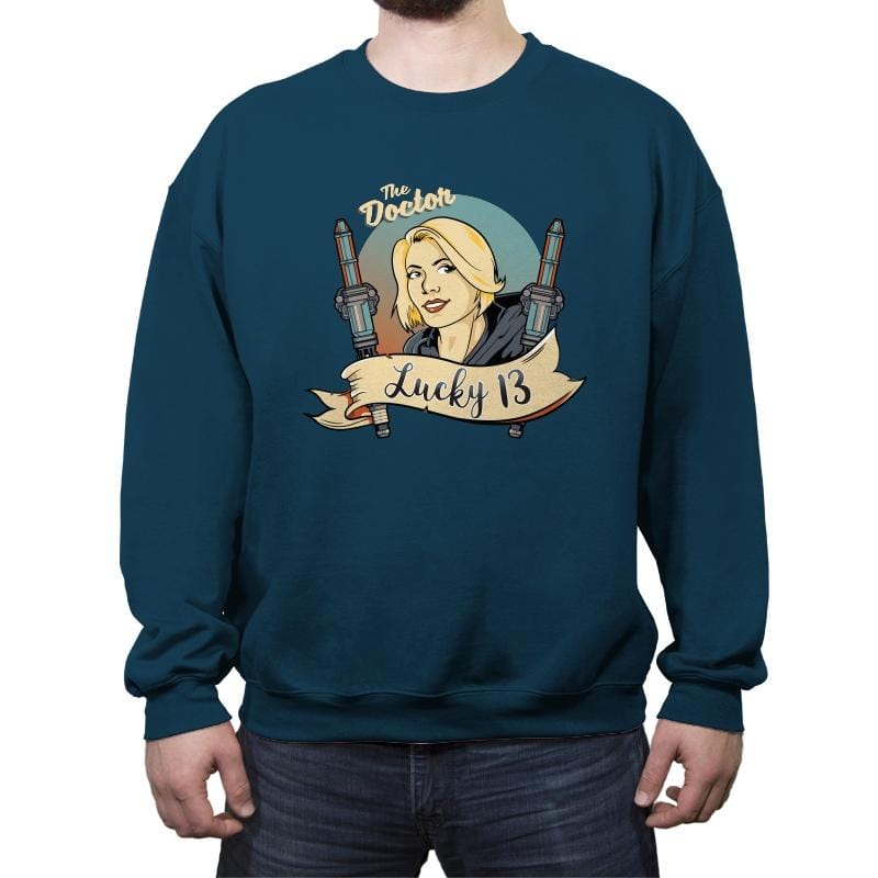 Lucky Doctor 13 - Crew Neck Sweatshirt Crew Neck Sweatshirt RIPT Apparel