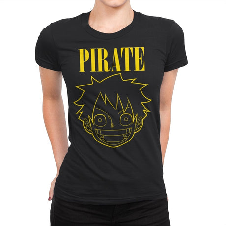 Luffy Pirate - Womens Premium T-Shirts RIPT Apparel Small / Black