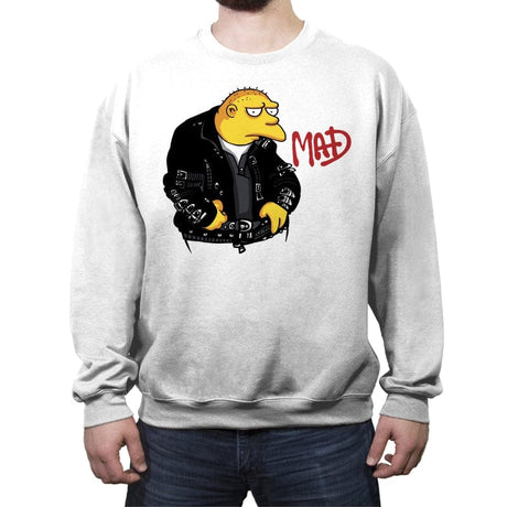 Mad - Crew Neck Sweatshirt Crew Neck Sweatshirt RIPT Apparel Small / White