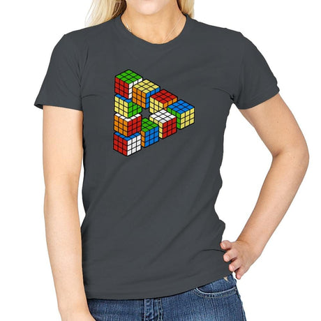 Magic Puzzle Cube Exclusive - Womens T-Shirts RIPT Apparel Small / Charcoal
