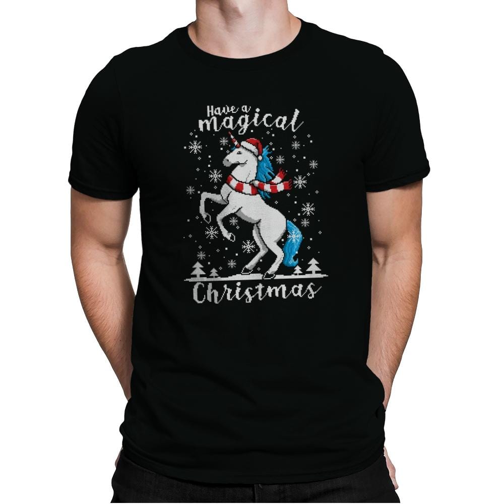 Magic Unicorn Christmas - Ugly Holiday - Mens Premium T-Shirts RIPT Apparel Small / Black