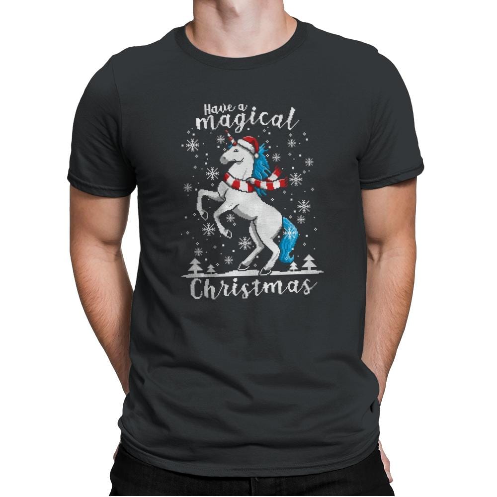 Magic Unicorn Christmas - Ugly Holiday - Mens Premium T-Shirts RIPT Apparel Small / Heavy Metal