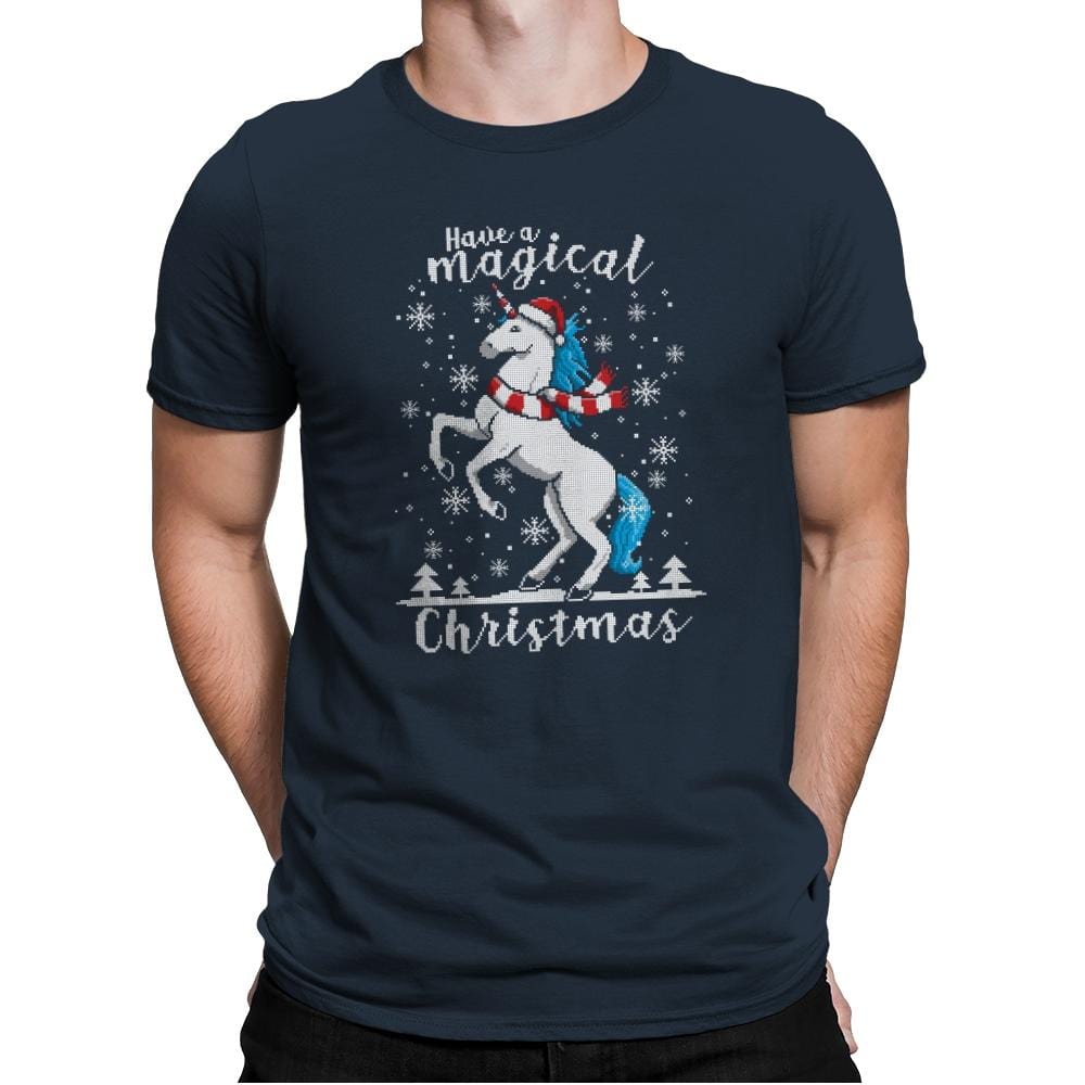 Magic Unicorn Christmas - Ugly Holiday - Mens Premium T-Shirts RIPT Apparel Small / Indigo