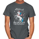 Magic Unicorn Christmas - Ugly Holiday - Mens T-Shirts RIPT Apparel Small / Charcoal