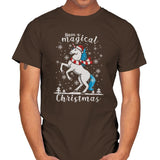 Magic Unicorn Christmas - Ugly Holiday - Mens T-Shirts RIPT Apparel Small / Dark Chocolate