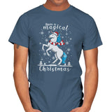 Magic Unicorn Christmas - Ugly Holiday - Mens T-Shirts RIPT Apparel Small / Indigo Blue