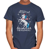 Magic Unicorn Christmas - Ugly Holiday - Mens T-Shirts RIPT Apparel Small / Navy