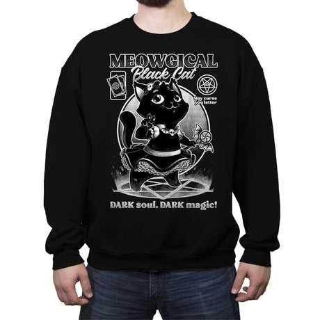 Magical Black Cat Girl - Crew Neck Sweatshirt Crew Neck Sweatshirt RIPT Apparel Small / Black