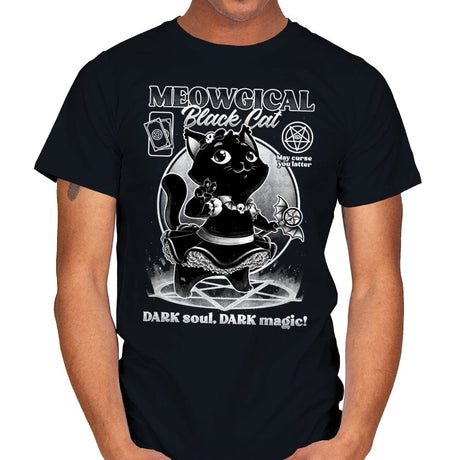Magical Black Cat Girl - Mens T-Shirts RIPT Apparel Small / Black
