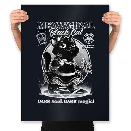 Magical Black Cat Girl - Prints Posters RIPT Apparel 18x24 / Black