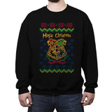 Magical Christmas - Ugly Holiday - Crew Neck Sweatshirt Crew Neck Sweatshirt RIPT Apparel Small / Black
