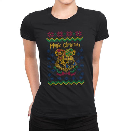 Magical Christmas - Ugly Holiday - Womens Premium T-Shirts RIPT Apparel Small / Black
