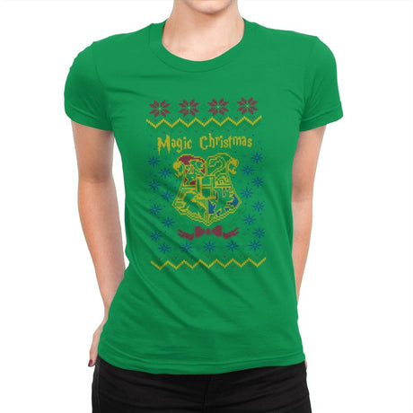 Magical Christmas - Ugly Holiday - Womens Premium T-Shirts RIPT Apparel Small / Kelly Green