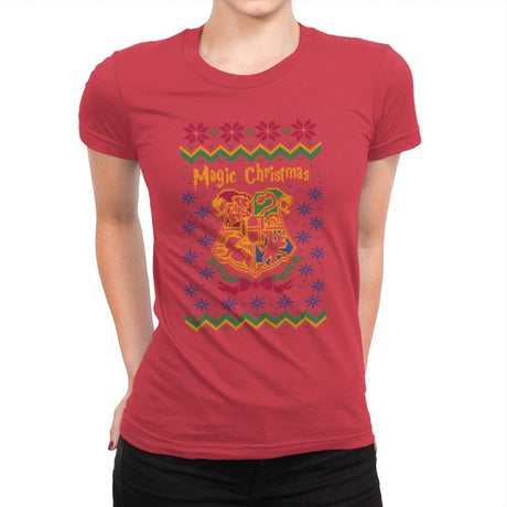 Magical Christmas - Ugly Holiday - Womens Premium T-Shirts RIPT Apparel Small / Red