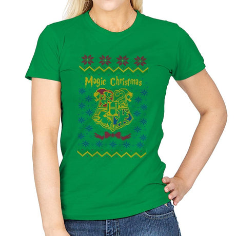 Magical Christmas - Ugly Holiday - Womens T-Shirts RIPT Apparel Small / Irish Green