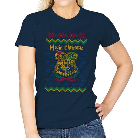 Magical Christmas - Ugly Holiday - Womens T-Shirts RIPT Apparel Small / Navy