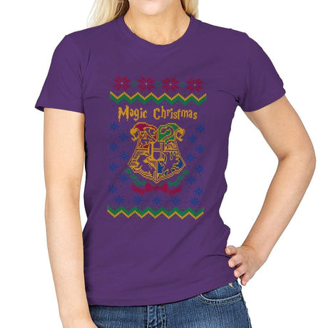 Magical Christmas - Ugly Holiday - Womens T-Shirts RIPT Apparel Small / Purple