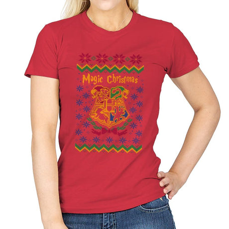 Magical Christmas - Ugly Holiday - Womens T-Shirts RIPT Apparel Small / Red