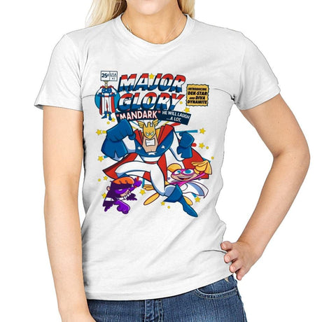 Major Glory Comic  - Womens T-Shirts RIPT Apparel Small / White