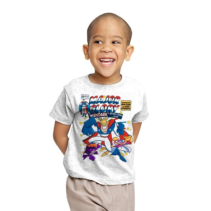 Major Glory Comic  - Youth T-Shirts RIPT Apparel X-small / White