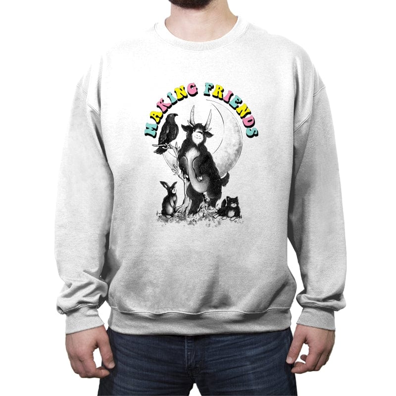 Making Friends  - Crew Neck Sweatshirt Crew Neck Sweatshirt RIPT Apparel Small / White
