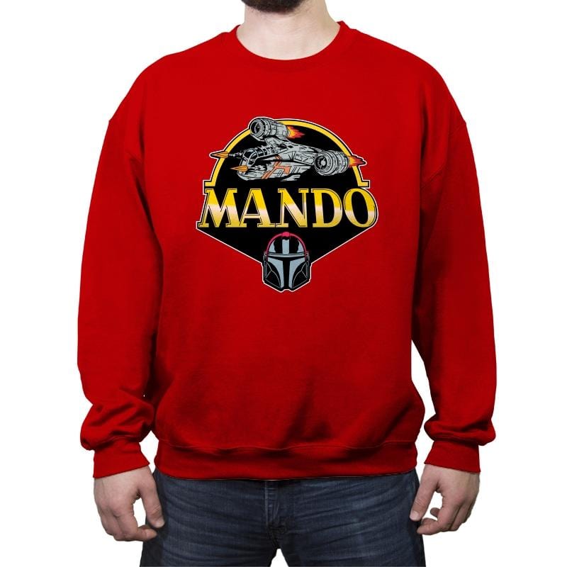 Mando Mask - Crew Neck Sweatshirt Crew Neck Sweatshirt RIPT Apparel Small / Red