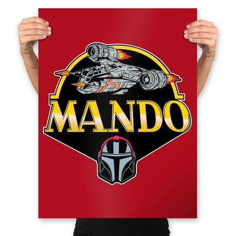 Mando Mask - Prints Posters RIPT Apparel 18x24 / Red